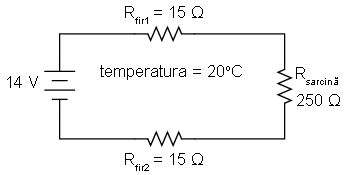 circuit electric pentru exemplificare impactului temperaturii asupra rezistentei si asupra performantei circuitului