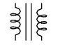 simbolul transformatorului electric, constand din doua bobine (infasurarea primara si secundara) si un miez feromagnetic comun celor doua