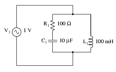 circuit LC paralel; rezistor serie cu condensatorul