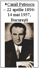 Text Box: .Camil Petrescu - 22 aprilie 1894-14 mai 1957, Bucuresti
 
