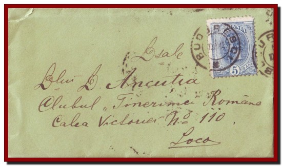 Plic cu scrisoarea Mariei Baronzi - octombrie 1897