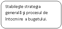 Rounded Rectangle: Stabileste strategia generala si procesul de intocmire  a bugetului.