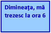 Text Box: Dimineata, ma trezesc la ora 6