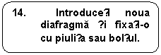 Rounded Rectangle: 14.  Introduceți noua diafragma și fixați-o cu piulița sau bolțul.