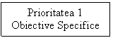 Text Box: Prioritatea 1
Obiective Specifice 
