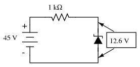 stabilizator de tensiune cu dioda Zener si un rezistor de 1.000 Ω