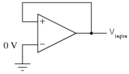 amplificator operational cu reactie pozitiva; intrarea inversoare conectata la masa