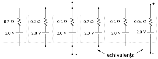 conectarea pilelor in paralel pentru o rezistenta interna mai mica