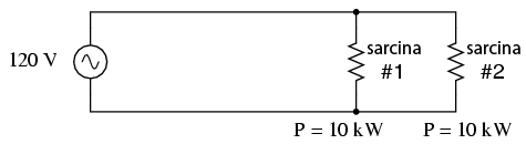 schema electrica a unui circuit monofazat simplu; sarcini conectat in paralel
