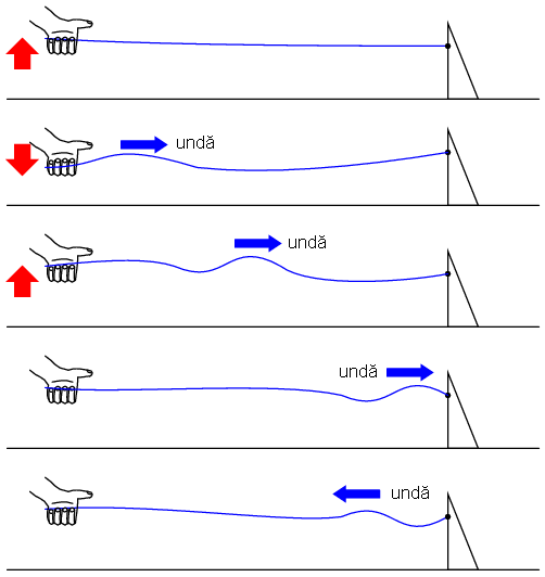 exemplificarea propagarii undelor de tensiune si curent cu ajutorului unei sfori; reflectarea undei