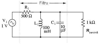 filtrul trece-banda rezonant in configuratie LC paralel