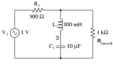 filtrul stop-banda rezonant in configuratie LC serie