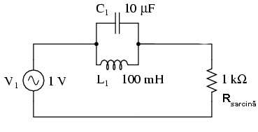 filtrul stop-banda rezonant in configuratie LC paralel