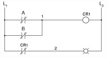 diagrama ladder; functia logica SI-negat realizata prin inversarea iesirii
