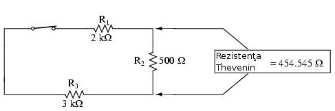 analiza circuitului RC complex folosind teorema lui Thevenin - rezistenta Thevenin