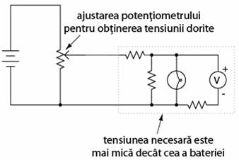 ajustarea tensiunii pentru un circuit ce necesita o tensiune mai mica decat cea existenta la bornele bateriei