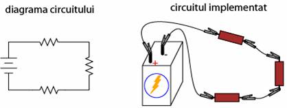 circuit simplu cu o singura baterie si trei rezistori