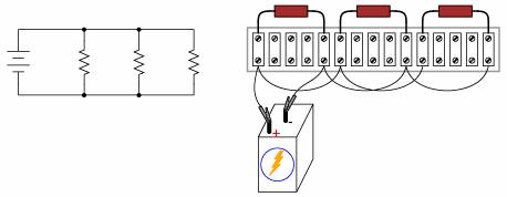 regleta de conexiuni; circuit paralel