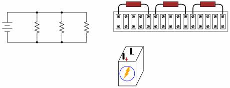 regleta de conexiuni; circuit paralel