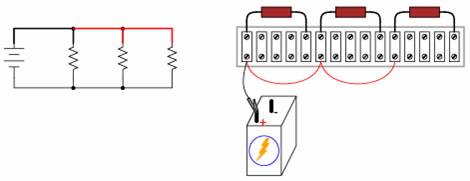 regleta de conexiuni; circuit paralel