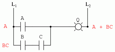 circuit logic cu relee electromecanice; forma simplificata