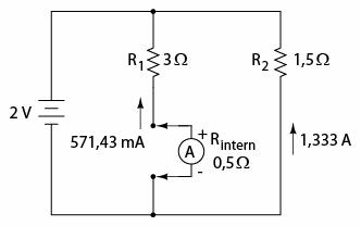 circuit paralel pur rezistiv; introducerea ampermetrului intr-una dintre ramuri