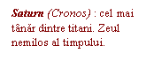 Text Box: Saturn (Cronos) : cel mai tanar dintre titani. Zeul nemilos al timpului.