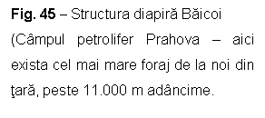 Text Box: Fig. 45 - Structura diapira Baicoi
(Campul petrolifer Prahova - aici exista cel mai mare foraj de la noi din tara, peste 11.000 m adancime.
