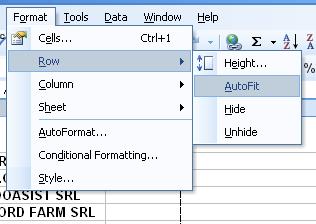 format row