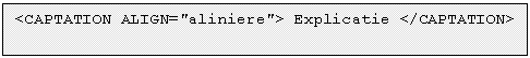 Text Box: <CAPTATION ALIGN='aliniere'> Explicatie </CAPTATION>