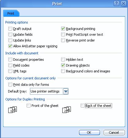 print options