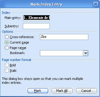 mark entry