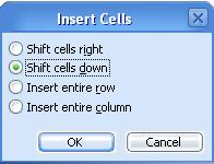 insert cells