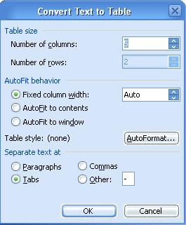 convert text to table