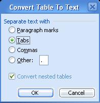 convert table ti text
