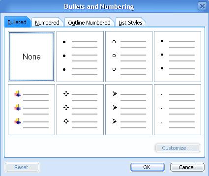 bullets 

and numbering