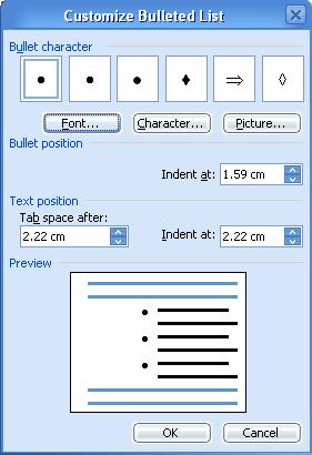 customize 

bulleted list