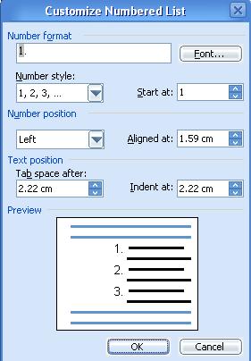 customize numbered 

list