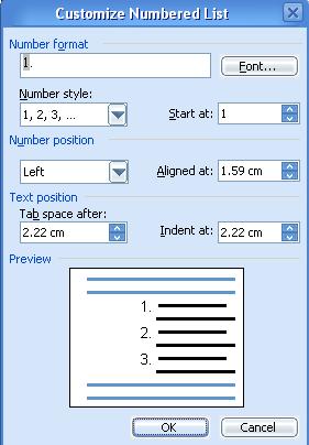 customize numbered 

list