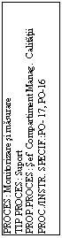 Text Box: PROCES: Monitorizare si masurare
TIP PROCES: Suport
PROP.PROCES: Sef  Compartiment Manag.  Calitatii
PROC./INSTR. SPECIF.:PO- 17, PO-16
