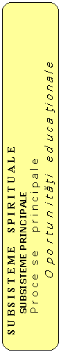 Rounded Rectangle:     S U B S I S T E M E     S P I R I T U A L E
SUBSISTEME PRINCIPALE
	P r o c e   s e      p r i n c i p a l e 
		O  p o  r t u  n  i t a t i    e d  u c a  t i o n a l e
