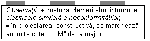 Text Box: Observatii: . metoda demeritelor introduce o clasificare similara a neconformitatilor;
. in proiectarea  constructiva, se marcheaza  anumite cote cu 