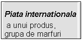 Text Box: Piata internationala
 a unui produs, grupa de marfuri	
