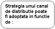 Rounded Rectangle: Strategia unui canal de distributie poate fi adoptata in functie de :