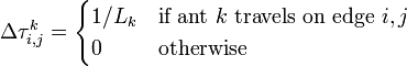  Delta tau ^ (k) _ (i, j) = begin () 1/L_k cazuri & mbox (daca furnica) k mbox (circula pe marginea) i, j 0 & mbox (altfel) end (cazuri)